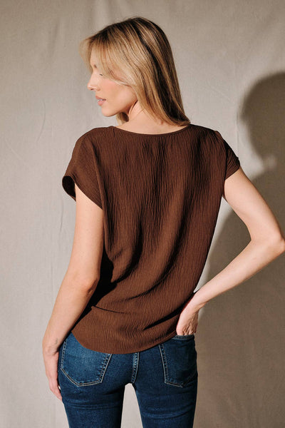 Side Twist Hem Short Sleeve Round Neck Top
