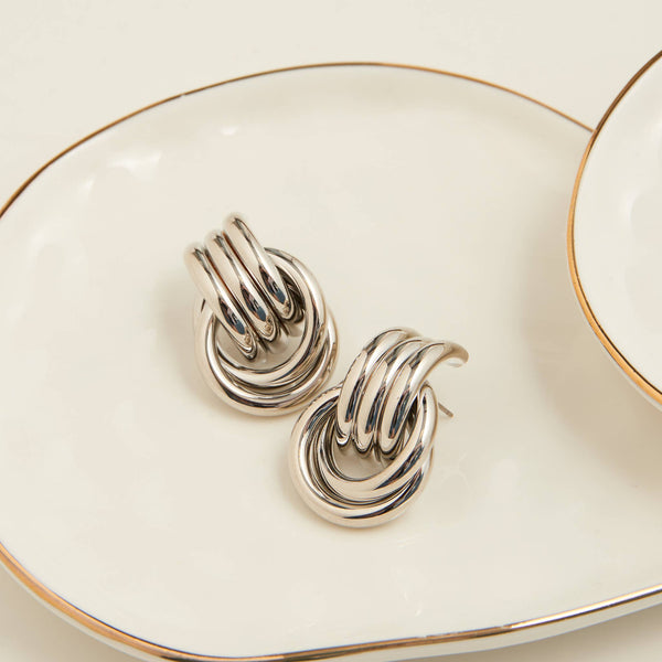 Stud Earrings Interlocking Triple Knot