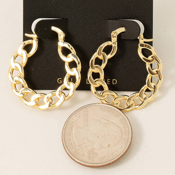 Gold Dipped Flat Chain Earrings