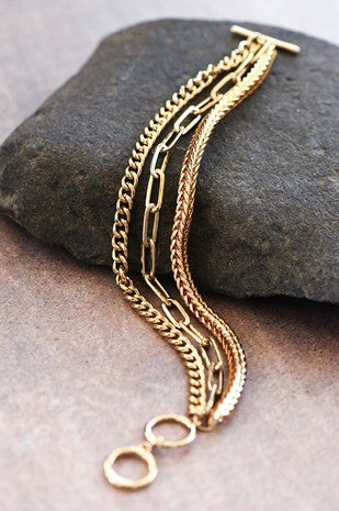 Layered Gold Paperclip Chain Link Bracelet