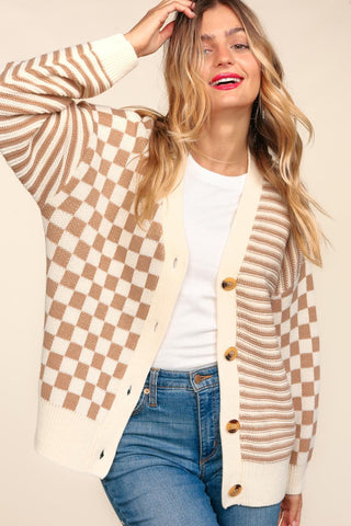 Checker & Stripe Cardigan