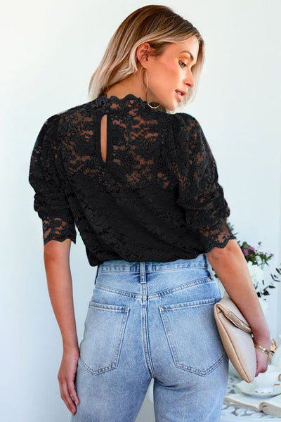 Rooftop View High Neck Lace Top