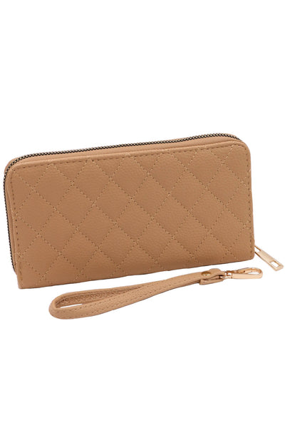 Faux Leather Quilted Zip Wallet