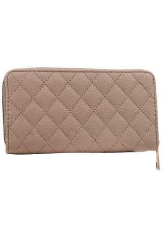 Faux Leather Quilted Zip Wallet