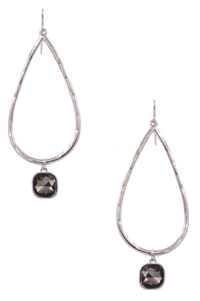 Metal Teardrop Jewel Earrings