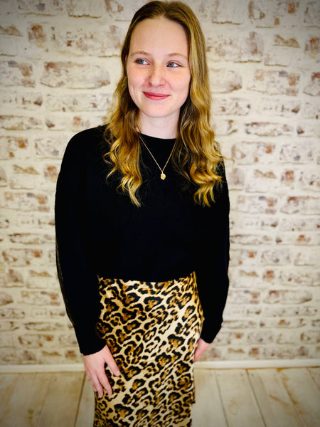 Leopard Satin Skirt