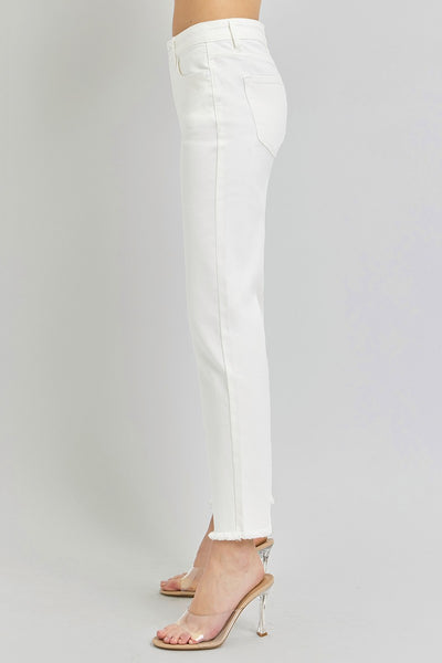 White Mid Rise Crop Jean