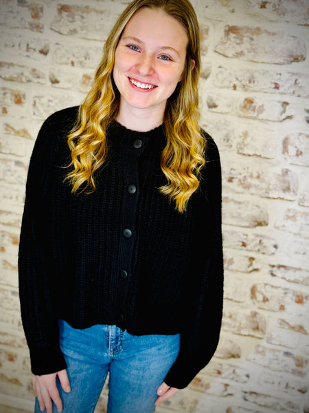 Black Ribbed Cardigan