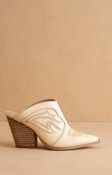 Ivory Western Heeled Mule