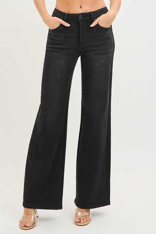 High Rise Wide Leg Black Jeans