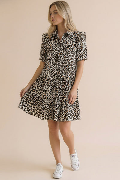 Collared Leopard Dress