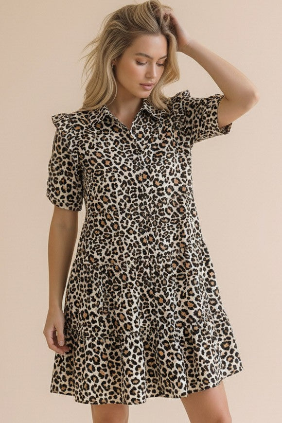 Collared Leopard Dress