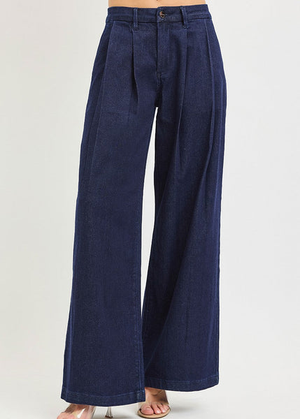 navy blue slouchy denim jeans palazzo style