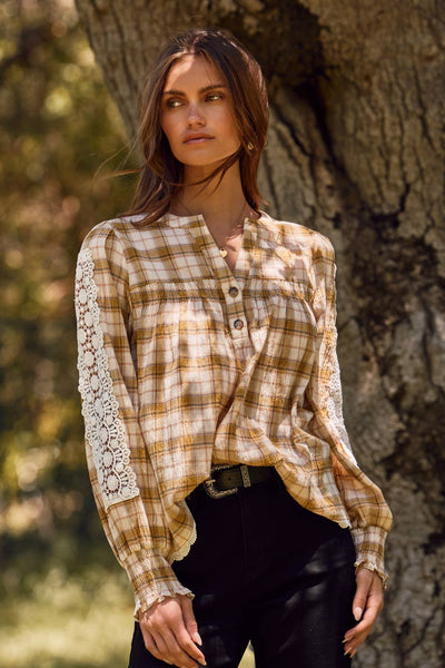 Lace& Plaid Blouse