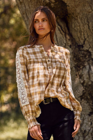 Lace& Plaid Blouse