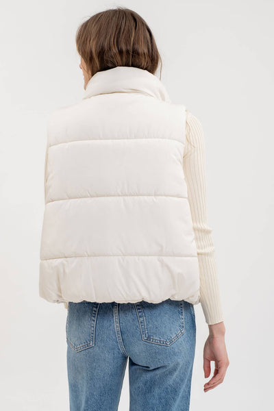 Solid Zip-up Puffer Vest