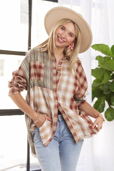 FRAYED EDGE PLAID SHIRT