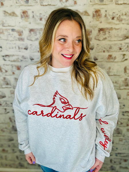 Cardinal Faux Embroidered Crewneck