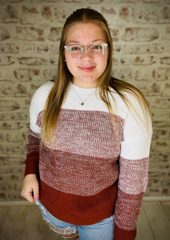 Color Block Drop Shoulder Sweater