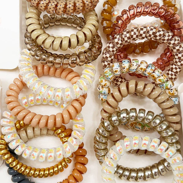 Brown Set Spiral Hair Ties