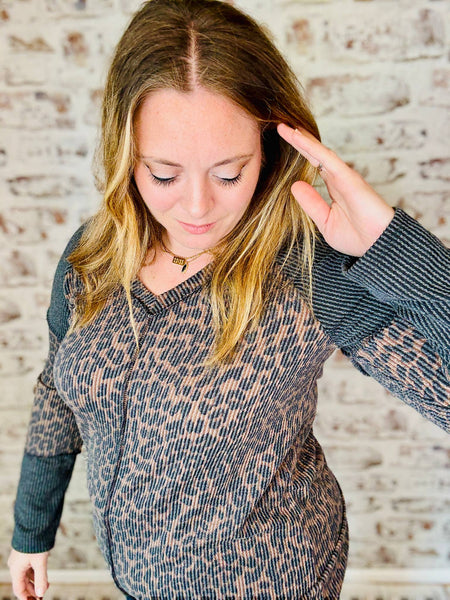 Animal Print Ribbed Top
