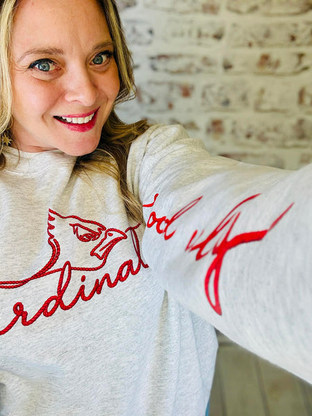 Cardinal Faux Embroidered Crewneck
