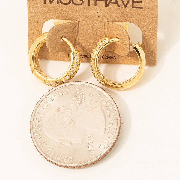 Pave Studded Latch Hoop Earrings