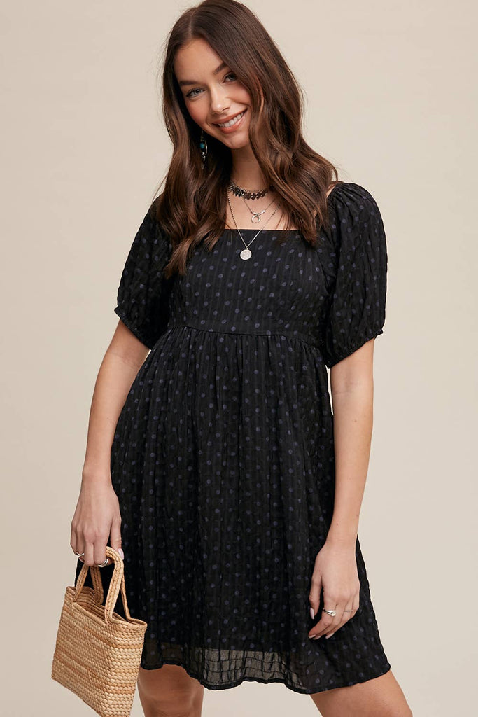 Dot Puff Sleeve Dress