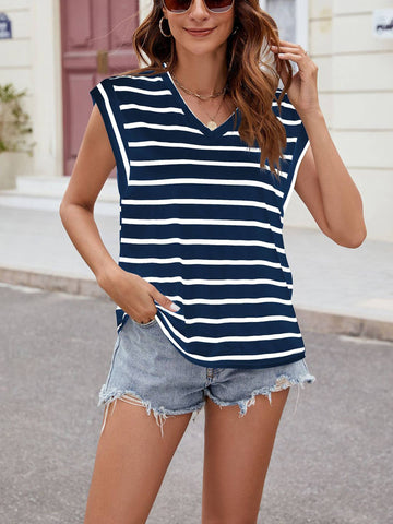 Navy Stripe Casual Tank