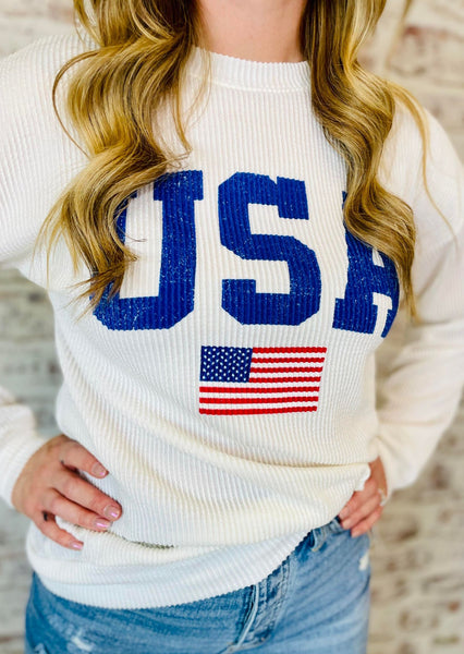 USA Ribbed Graphic Top