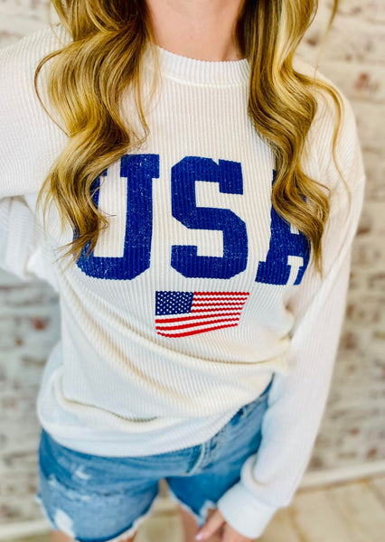 USA Ribbed Graphic Top