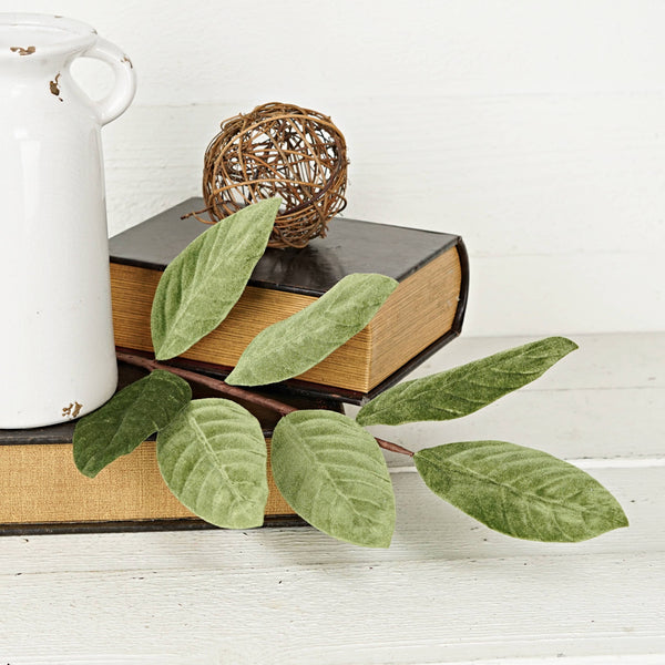 24in Spray-Green Velvet Magnolia Leaves-