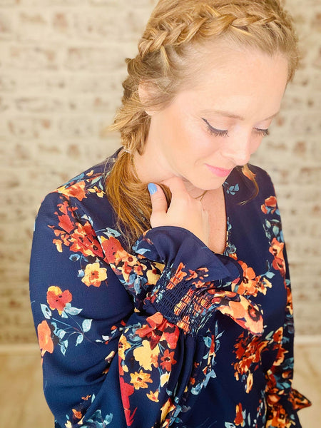 Floral Bubble Sleeve Blouse