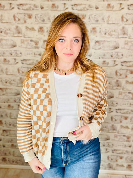 Checker & Stripe Cardigan