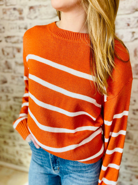 Orange Stripe Oversize Sweater