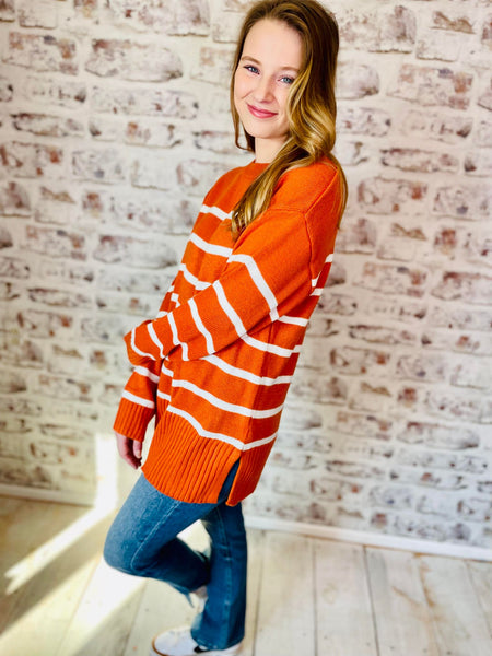 Orange Stripe Oversize Sweater