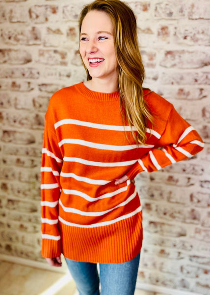 Orange Stripe Oversize Sweater