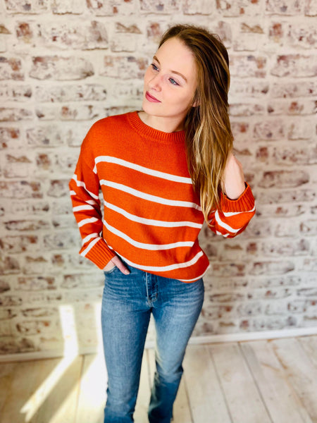 Orange Stripe Oversize Sweater