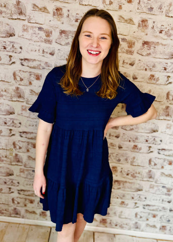 Navy A-Line Flowy Mini Dress