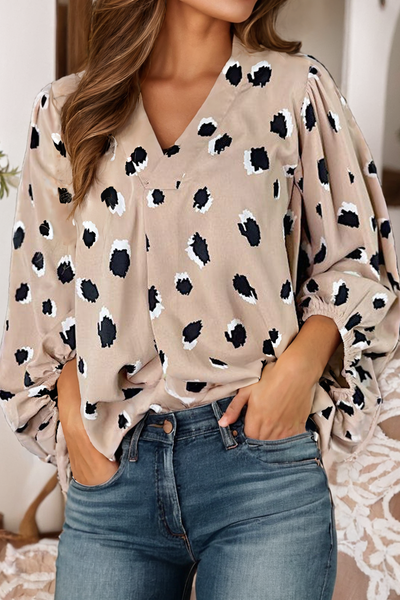 Leopard V Neck Blouse