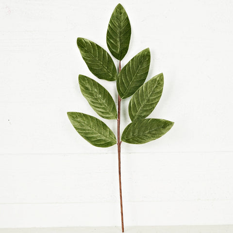 24in Spray-Green Velvet Magnolia Leaves-