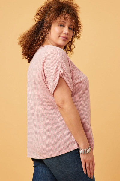 Textured Button Twist Front Top