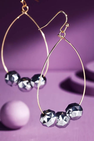 Teardrop Earring Gray Beads