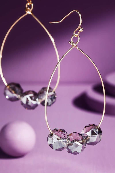 Teardrop Earring Gray Beads