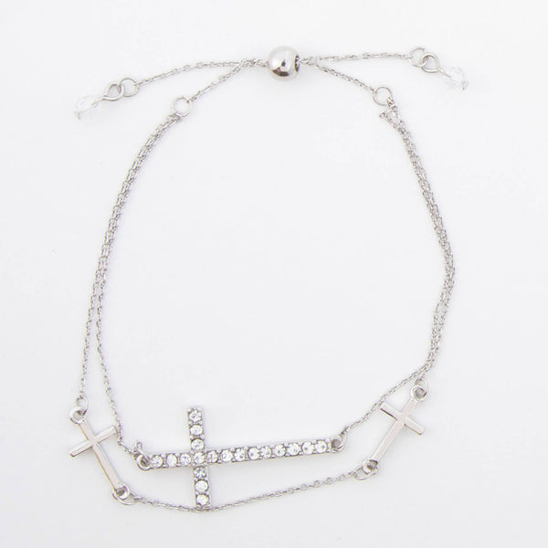 Alcea Cross Bracelet: Silver