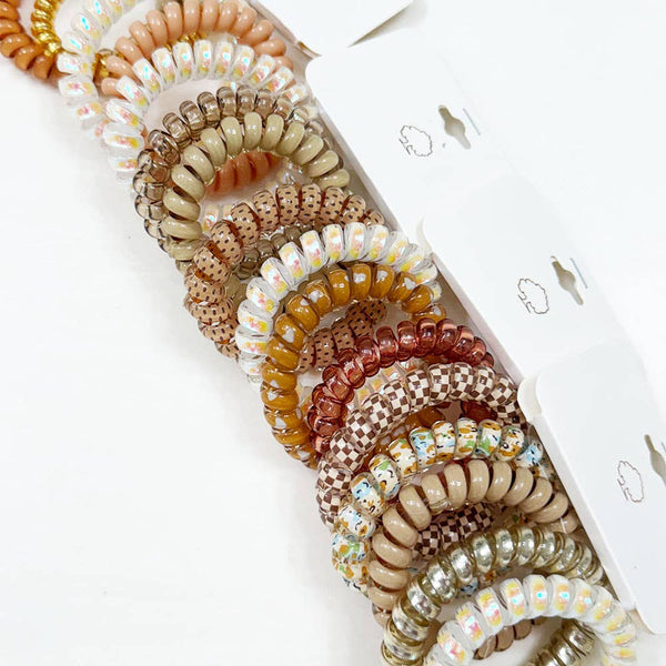 Brown Set Spiral Hair Ties