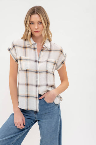 Plaid Short Sleeve Button Down