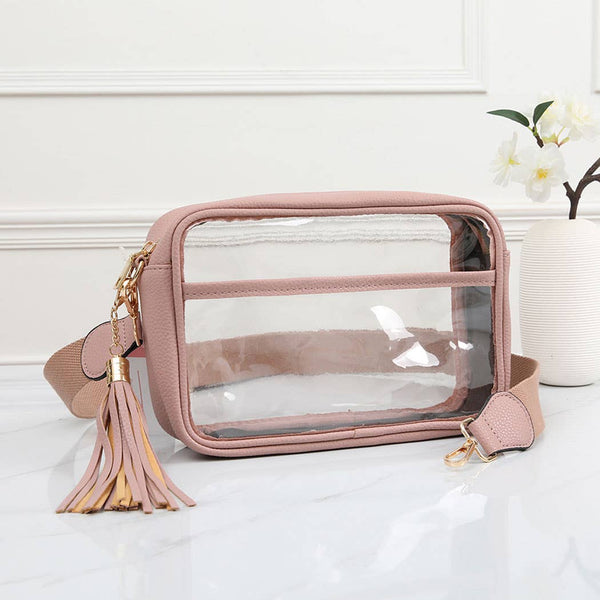 Solid Color Outlined Clear Crossbody Bag