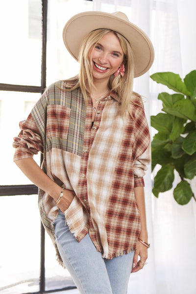FRAYED EDGE PLAID SHIRT