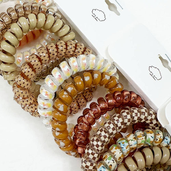 Brown Set Spiral Hair Ties